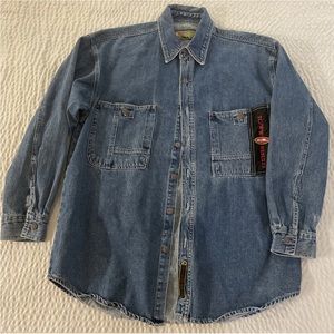 RESULTS Vintage 90’s Thick Distressed Denim Shirt Jacket Size M